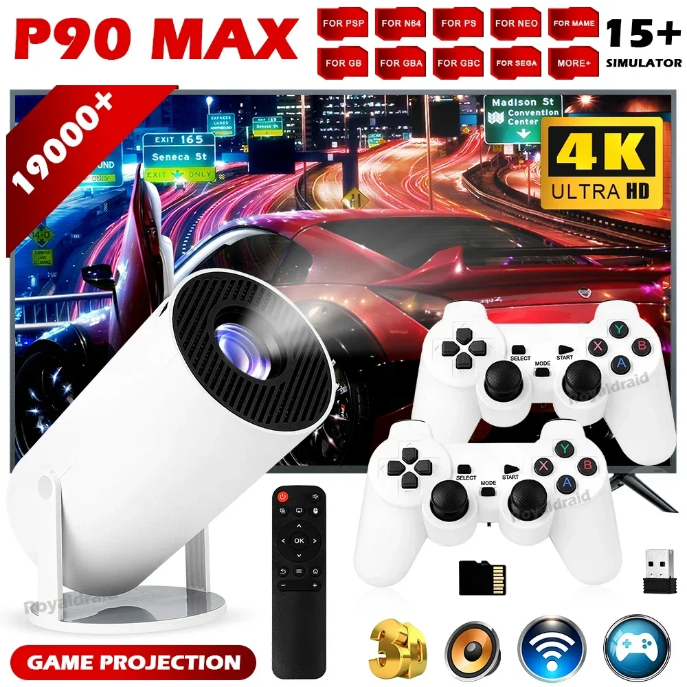 Retro Gaming With Projector - P90 Max Tragbarer Smart-Gaming-Projektor Videospielkonsole mit