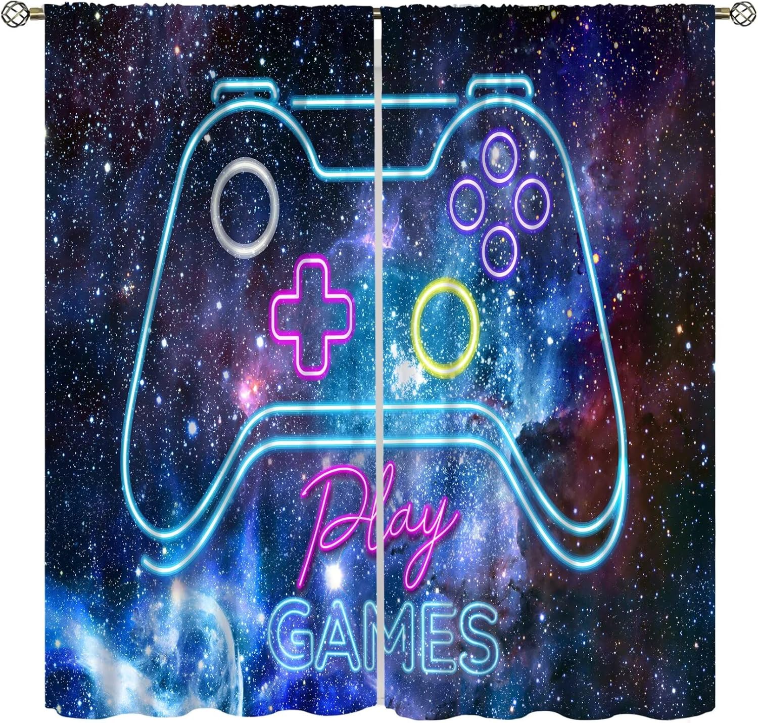 Retro Gaming Youtube - Gaming-Verdunkelungsvorhänge Retro-Videospiel-Gamepad Fenstervorhänge für Jungen Kinder