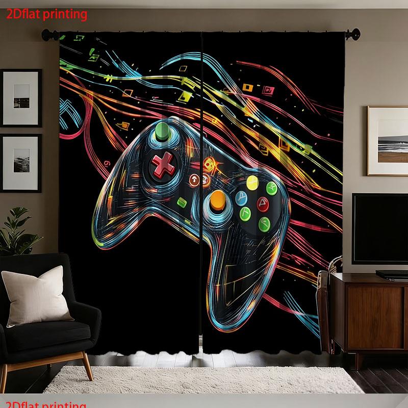 Retro Gaming Youtube - 2er-Set Retro Gaming Joystick Pop-Art Vorhänge