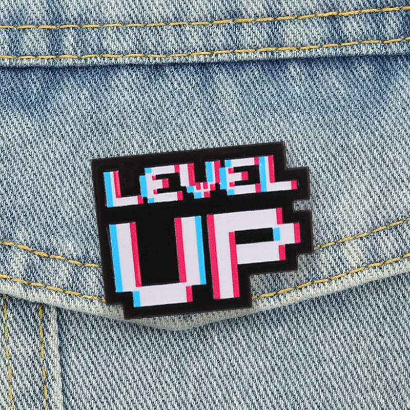 Retro Gaming Style - Level Up Glitch Pixel-Abzeichen Retro-Videospiel-Stil Verzerrter