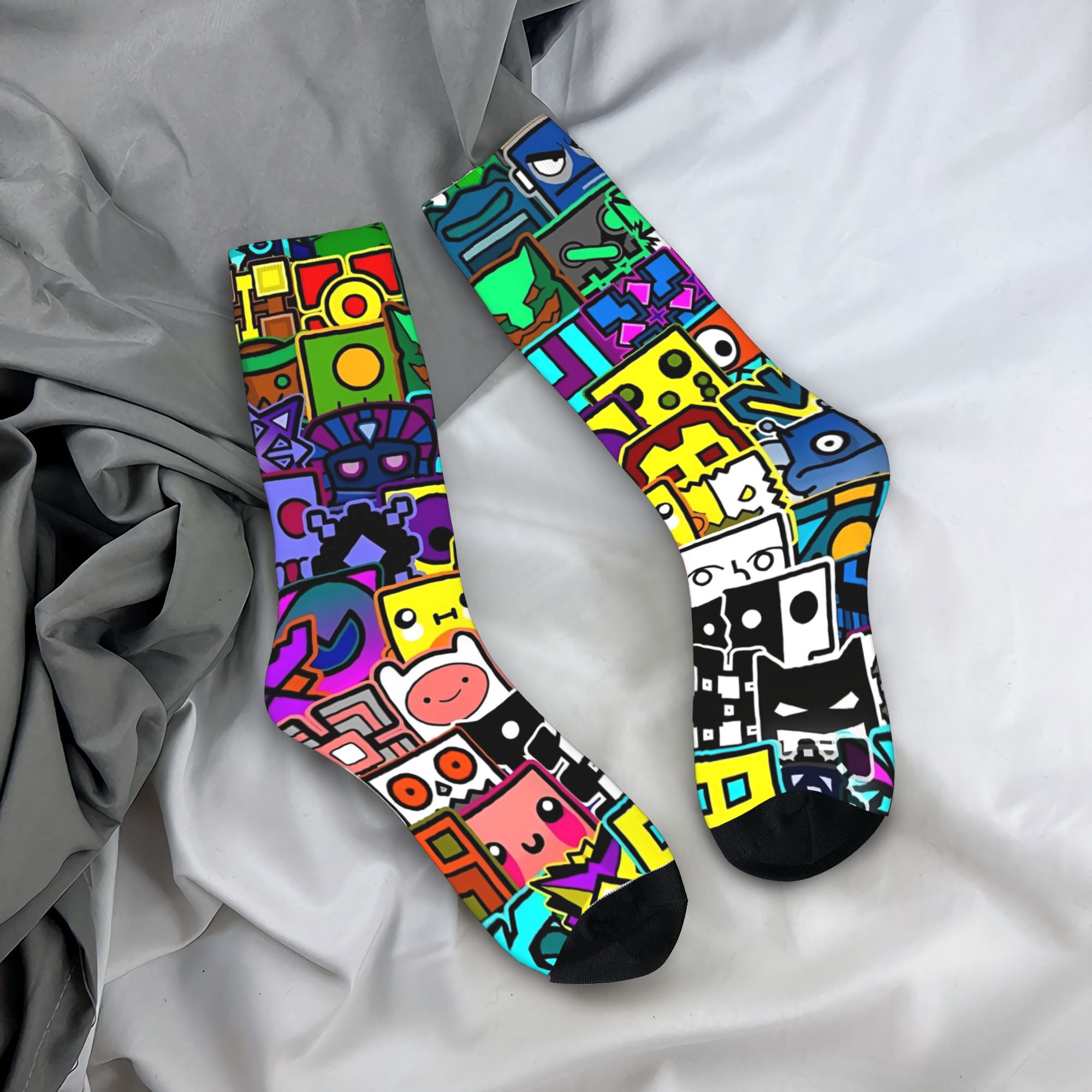 Retro Gaming Youtube - Geometrie Gaming Dashed Socken Bedruckte Strümpfe