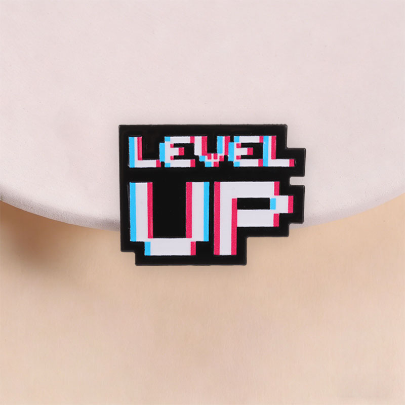 Level Up Glitch Pixel-Abzeiche – Retro Gaming Style Bewertung und Preis