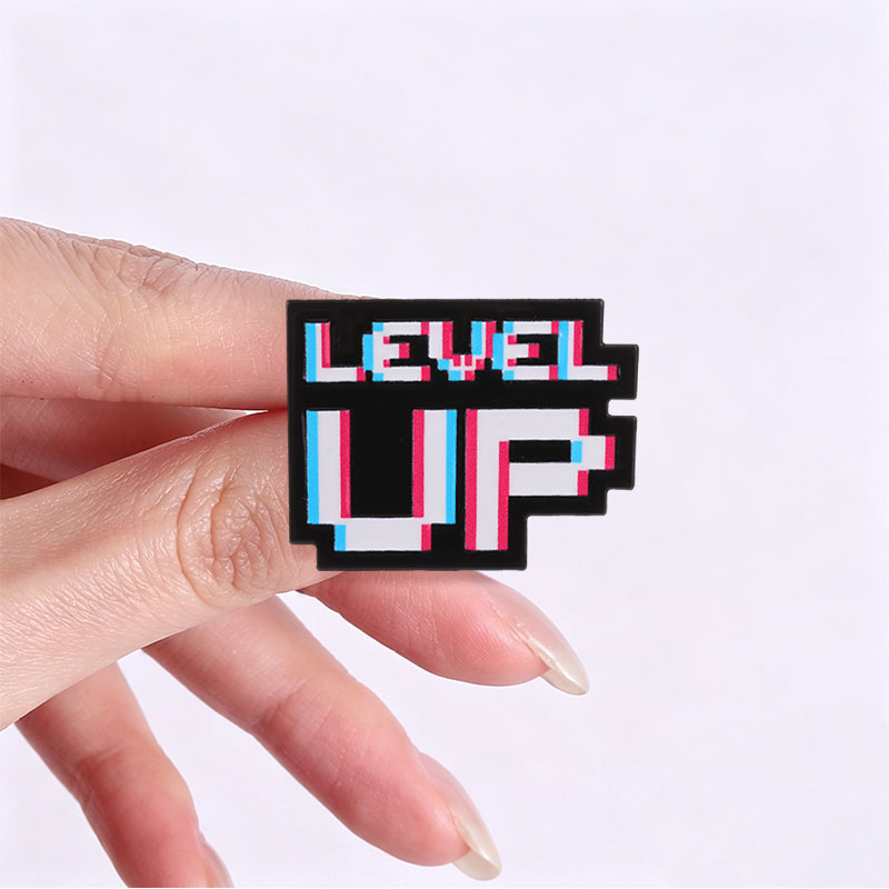 Level Up Glitch Pixel-Abzeiche – Retro Gaming Style Bewertung und Preis